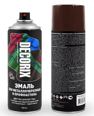 Эмаль аэрозольная DECORIX для металочерепиц и профнастила шоколадно-коричневый RAL 8017 520мл 0137-8017 DX 