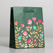Пакет подарочный ламинированный "Цветы" 12х15х5,5см "Доступные радости"