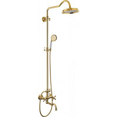 Душевая система Gappo G2489-6 с верхним душем,поворот.излив,золото.