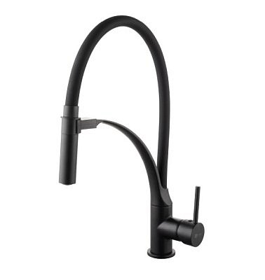 Смеситель для кухни Lemark LM6007BL Soul с гибким изливом, черный 