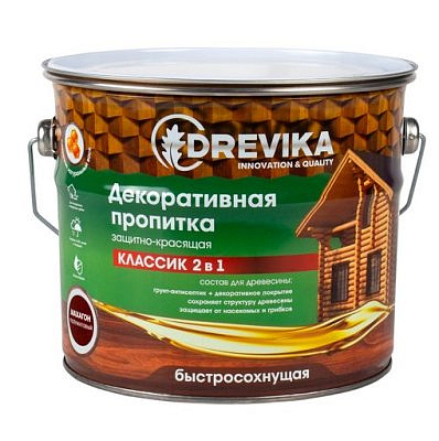Пропитка декоративная Классик 2в1 махагон 2,7л DREVIKA  