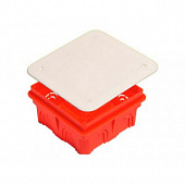 Коробка распределительная HEGEL СП 100х100х40 квадратная, красная, IP30, в бетон, 10вводов с крышкой КР1101 