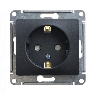 Механизм розетки 1-м с заземлением антрацит SchE GLS000743