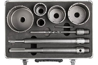 Набор буровых кор. ЗУБР 5шт/33,50,68,82,100мм  с держак. SDS-PLUS и SDS-MAX, 10предметов