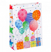 Пакет подарочный бумажный, 18x24x7 см, 4 дизайна, С Днем Рождения, LADECOR 507-136