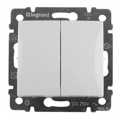 Механизм выключателя 2-клавиши СП Valena 10А IP31 белый  Leg 774405 