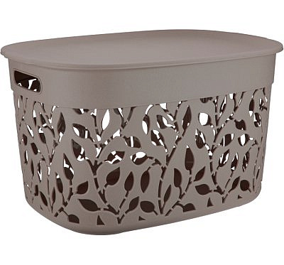 Коробка Флора 25л с крышкой французкий серый