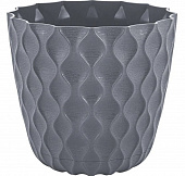Горшок для цветов InGreen Wave d270 10л с дренажной сеткой и съемным поддонном, Вулканический серый