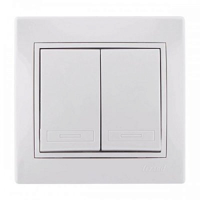 Переключатель 2-клавиши ,белый ,с белой вставкой 701-0202-101  Мира с/у