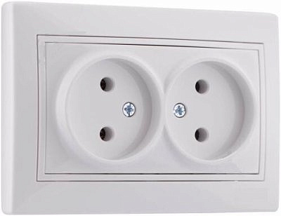 Розетка 703-0226-128 2ная без/з керамика белая/золото