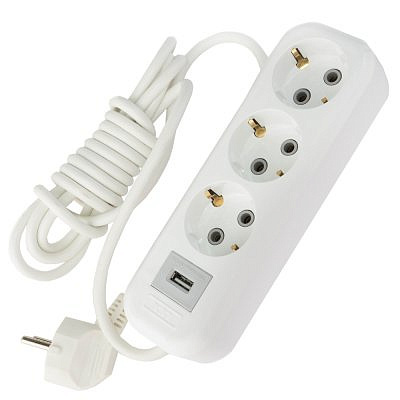 Удлиннитель сетевой У3-Е-USB-03 с заземлением , с выключателем , 3м , 3-места
