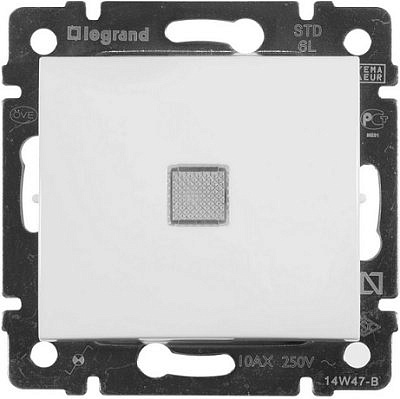 774426 Механизм переключателя 1-кл. с подсветкой СП Valena проходн. на 2 напр. бел. Leg 53894