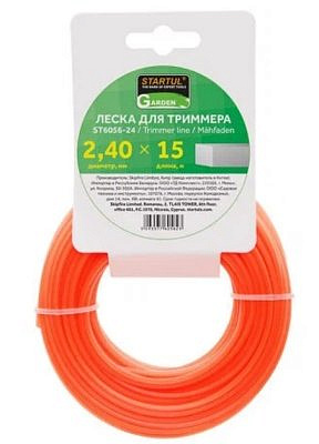Леска ф 2.4 мм х 15 м квадратн. сеч. STARTUL GARDEN ST6056-24