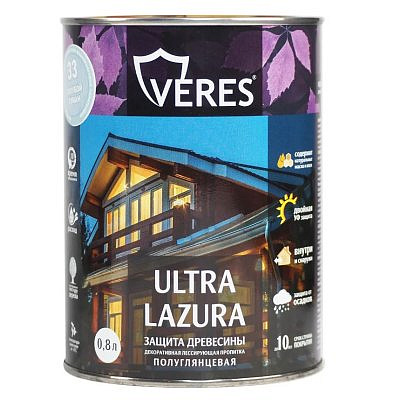 Декоративная пропитка Veres для дерева Ультра лазура №33 Голубой туман 0,8л VU-43 281426