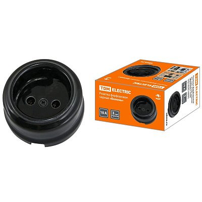 Розетка фарфоровая черная без заземления SQ1820-0005 Болонь