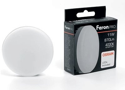 Лампа светодиодная GX53 11W(870lm) 4000K 4K матовая 73x26 OSRAM LED LB-1511 38206 Feron PRO 807873