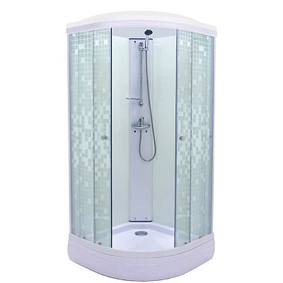 Душевая кабина Triton Стандарт 100*100 А, ДН4,низкий поддон, стекло АКВА МОЗАИКА,белый сифон