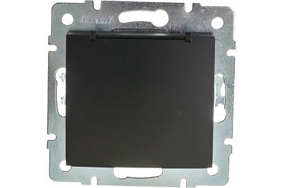 Розетка Lezard KARINA 1-гн с заземлением с крышкой керамика чёрный бархат 707-4288-123 