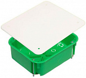 Коробка распределительная HEGEL СУ 126*100*50мм прямоугольная, зеленый,IP30, в гипсокартон , 10вводов, распорные лапки с крышкой КР1203 