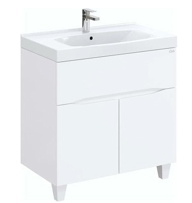 Тумба Оника Стрим 80 напольная белая с раковиной COMO 80 108055