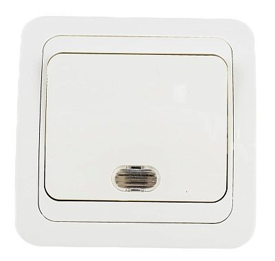 Выключатель UNIVersal Валери СУ 1 клавиша слоновая кость (пластиковое основание, индикатор) Б-В0121