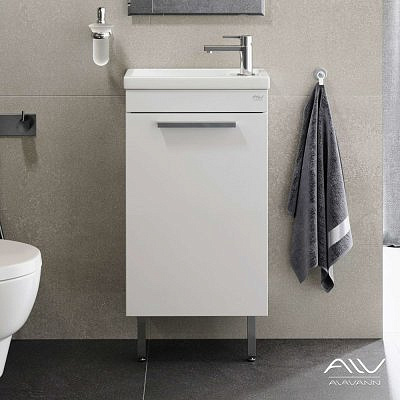 Тумба Alavann Azzoro 45 белая с раковиной Фостер 45  