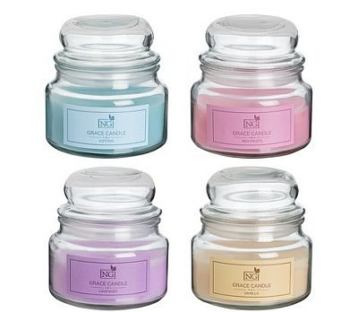 Cвеча ароматизированная Grace Candle 170 гр. ваниль, хлопок, лаванда, красные фрукты NEW GALAXY 778-173 
