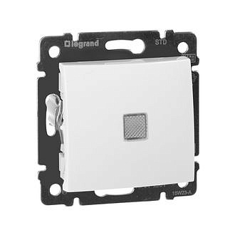 Механизм выключателя 1-клавиша СП Valena 10А IP31 с зеленым индикатором , белый Leg 774410