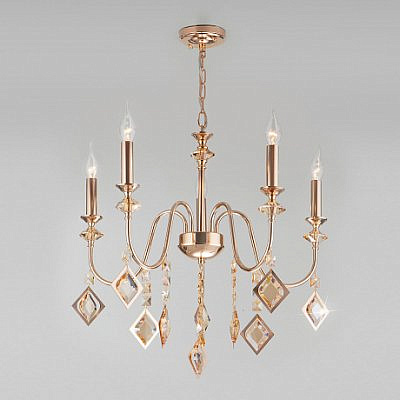 Люстра подвесная Eurosvet 10110/5 золото тонированный хрусталь Strotskis