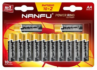 НАНФУ  LR06/316/АА упак 12штук BL12  элемент питания Nanfu (цена за упаковку)