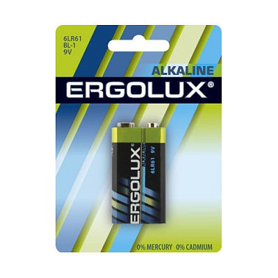 Элемент питания Ergolux 6LR61 9В Alkaline BL-1 11753  цена за штуку
