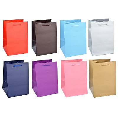 Пакет подарочный однотонный, высококачественная бумага, 17,5х25,5х17 см, 8 цветов