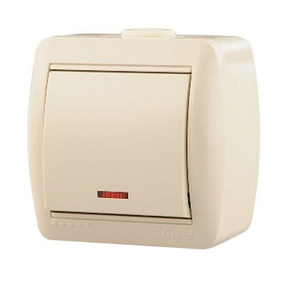 Переключатель 1 - клавиша с подсветкой  кремовый 710-0300-111 о/п 