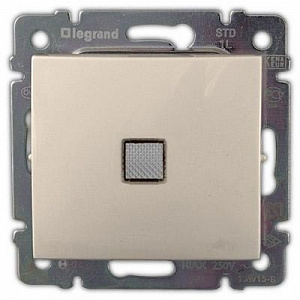 Механизм выключателя 1-клавиша СП Valena 10А IP31 с зеленым индикатором , слоновая кость Leg 774310