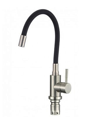 Смеситель для кухни FMARK FS26729-01 однорычажный ,гибкий излив,сатин,нержавеющая сталь