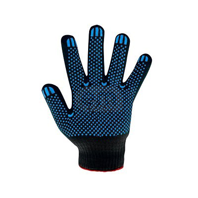 ALOE Перчатки х/б черные с ПВХ точка
