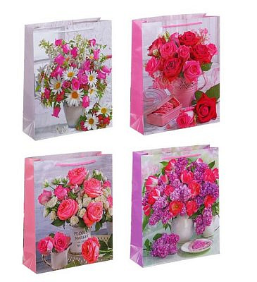 Пакет подарочный бумажный, Букеты, 26х32х9см, 4 дизайна арт 2 LADECOR