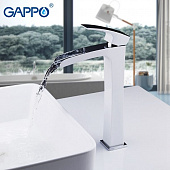 Смеситель для раковины Gappo G1007-31 высокий. белый/хром, Ф35 гайка