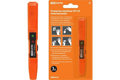 Отвертка-пробник TDM ОП-2Э SQ0501-0001 электронная световая и звуковая индикации