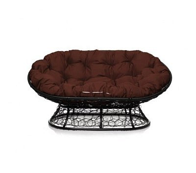 Диван "МАМАСАН" Ротанг (ЧЕРНЫЙ),подушка коричневая
