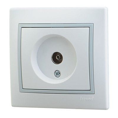 Розетка 701-0215-130 Розетка ТВ- оконечн.белая с серой вст.Мира  Распродажа