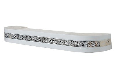 Карниз 3-х рядный Белый - золото 3,0м Стандарт Грация 70мм