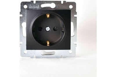 Розетка с защитой от детей Lezard KARINA 1-гн керамика чёрный бархат 707-4288-124 