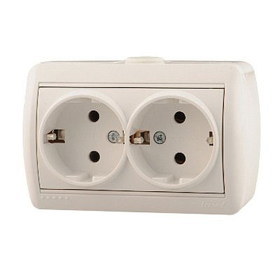 Розетка 710-0200-127 о/п розетка 2-ая с/з керам. бел.