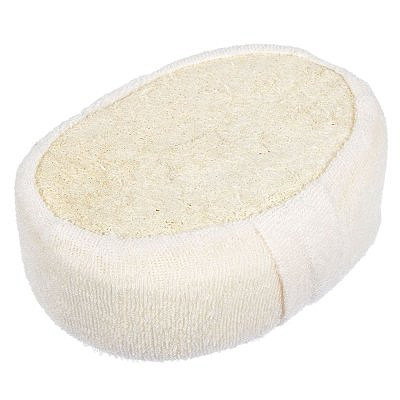Мочалка из люфы, спонж мягкий с хлопоком 11х15х5см Банные штучки 40002