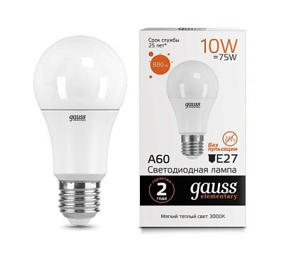 Лампа Gauss LED A60 EL 10w 3000 E27 