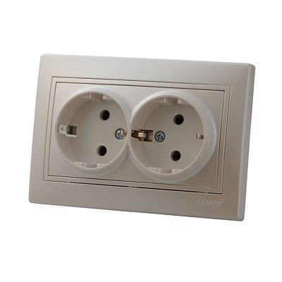 Розетка 701-3030-127 2-гн керамика с/з жемч.белый перлам.