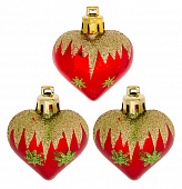 СНОУ БУМ Набор украшений 3шт, 4см, пластик, "Сердечки", красный, HP4003-194/3A03