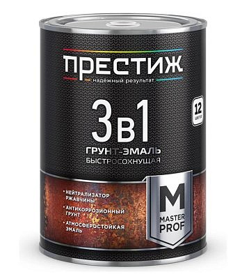 Грунт-эмаль по ржавчине Престиж 3в1 быстросохнущая Белая 0,9кг 271916