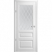 Дверь межкомнатная ALBERO Эрмитаж-2 vinyl белый ПО*600 стекло Ромб
